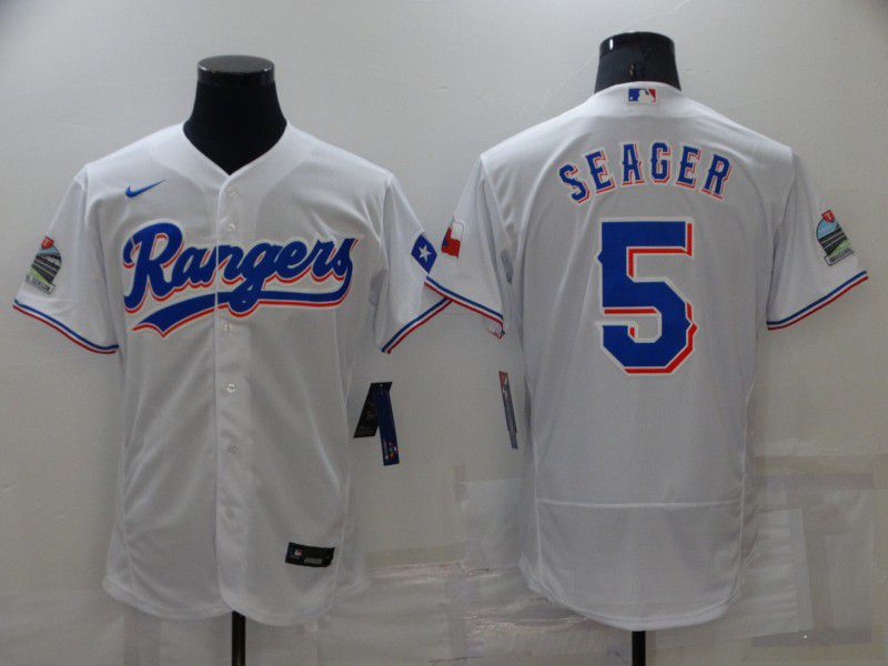 Men Texas Rangers #5 Seager White Elite Nike 2022 MLB Jersey